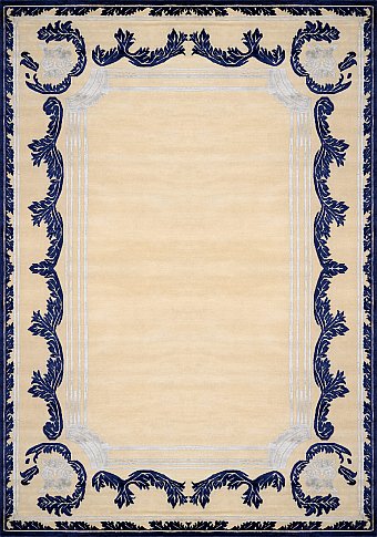 Современный Индийский ковер Baroque Frame №3416 275x185cm из шерсти и шелка в стиле неоклассика