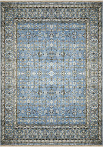 Современный Индийский ковер Kashkar №1679 363x265cm из бамбукового шелка в стиле неоклассика