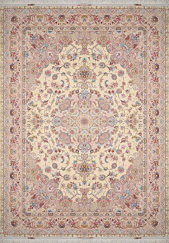 Иранский Tebriz ковер №1884 356x250cm из шелка и шерсти