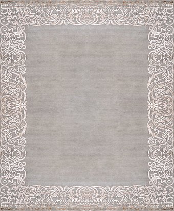 Современный Индийский ковер Rococo Frame №3448 304x246cm из шерсти и бамб. шелка в стиле неоклассика