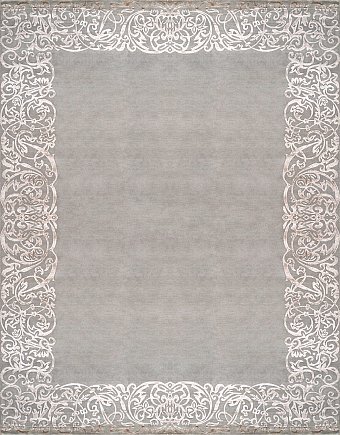 Современный Индийский ковер Rococo Frame №3450 362x274cm из шерсти и бамб. шелка в стиле неоклассика