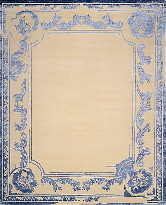 Современный Индийский ковер Baroque Frame №3454 302x244cm из шерсти и бамб. шелка в стиле неоклассика