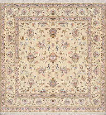 Иранский Tebriz ковер №1919 210x200cm из шелка и шерсти