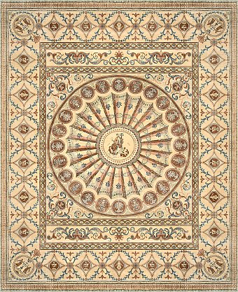 Современный Непальский ковер Savonnerie №3269 635x527cm из шерсти в стиле неоклассика