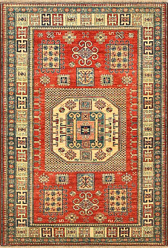 Шерстяной Кавказский ковер Kazakh №1569 206x144cm