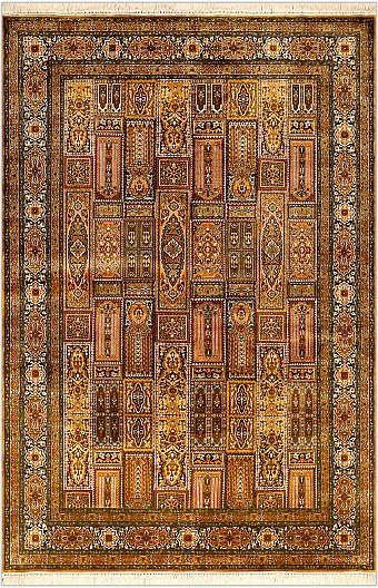 Шелковый Индийский ковер Heshti №1744 190x124cm