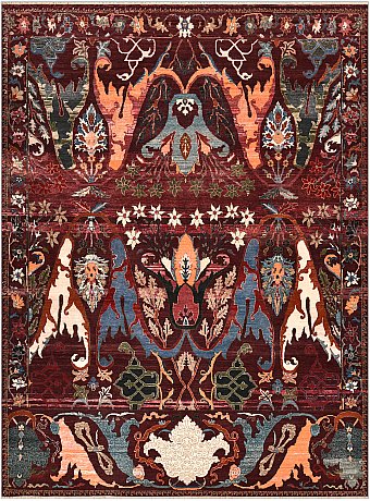 Индийский Bijar Vintage ковер №4514 367x276cm из шелка и шерсти