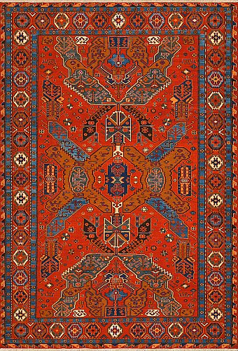 Безворсовый Пакистанский ковер Dragon №4182 271x185cm из шерсти