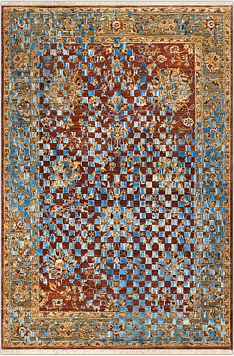 Современный Индийский ковер Artefact №2021 273x182cm из шерсти и шелка в стиле неоклассика