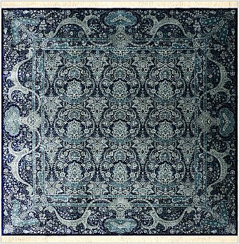 Современный Индийский ковер Rocaille №1604 207x200cm из шелка в стиле неоклассика