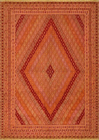 Безворсовый Персидский ковер Suzani №2319 261x191cm из шерсти