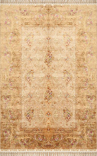 Современный Турецкий ковер Aubusson №2434 306x198cm из шелка в стиле неоклассика