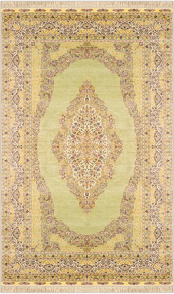 Шелковый Индийский ковер Medallion №1614 250x154cm