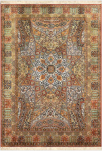 Шелковый Индийский ковер Gombad №4259 217x154cm