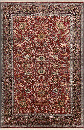 Шелковый Индийский ковер Hunting №4602 279x186cm