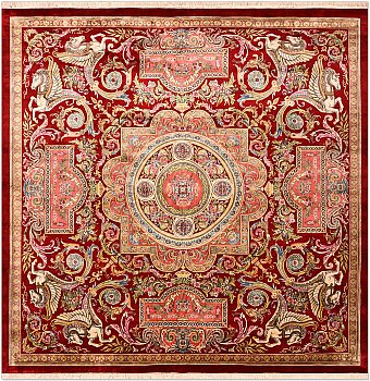 Шелковый Индийский ковер Savonnerie №4603 250x250cm