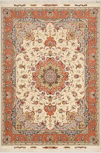 Персидский Tebriz ковер №1902 210x150cm из шелка и шерсти