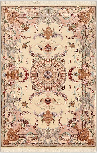 Иранский Tebriz ковер №3061 150x100cm из шелка и шерсти