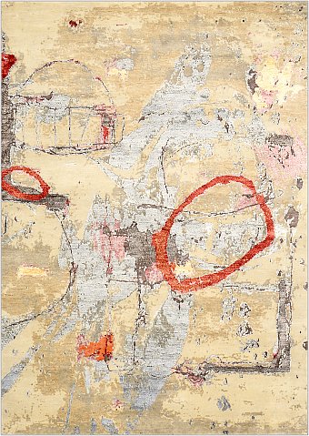 Индийский Abstraction ковер №3853 246x172cm из шелка и шерсти