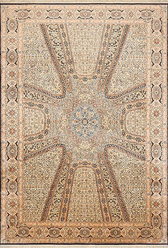 Шелковый Индийский ковер Gombad №4113 432x301cm