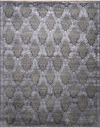 Современный Индийский ковер Damask №3377 310x245cm из шерсти и бамб. шелка в стиле неоклассика
