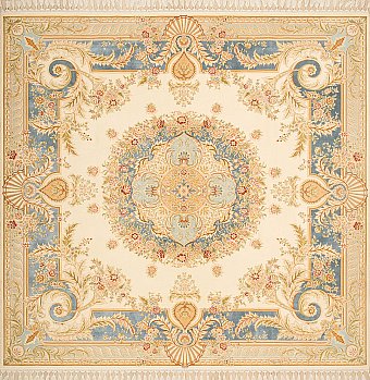 Современный Турецкий ковер Savonnerie №1855 220x216cm из шерсти и шелка в стиле неоклассика