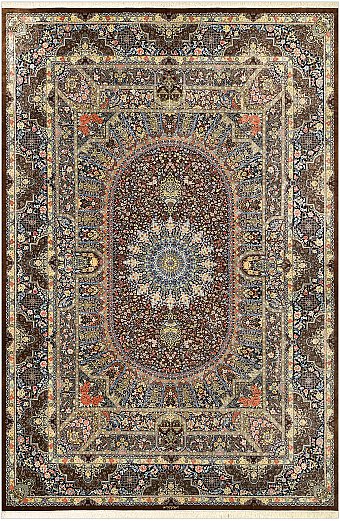 Шелковый Иранский ковер Qom №4468 300x200cm