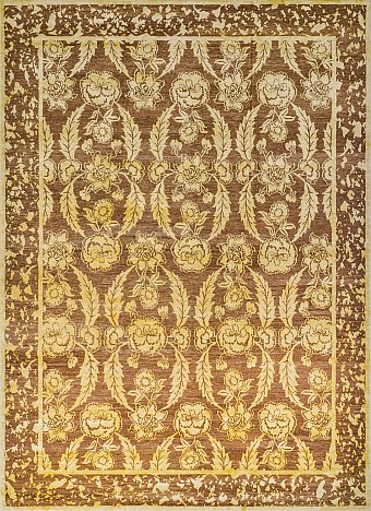 Современный Непальский ковер Eagle Chocolate №3279 366x275cm из шерсти и шелка в стиле неоклассика