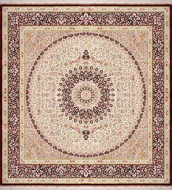 Шелковый Иранский ковер Kazemi №1605 200x200cm