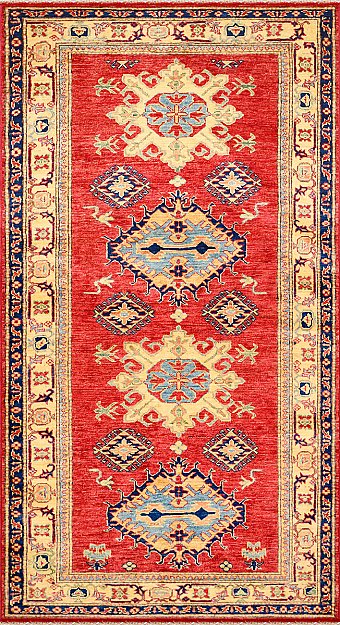 Шерстяной Кавказский ковер Kazakh №3508 201x109cm