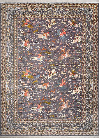 Иранский шелковый ковер HUNTER с уникальным рисунком