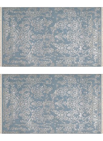 Современный Индийский ковер Shabby Classic №3527 153x90cm из шерсти и бамб. шелка в стиле неоклассика