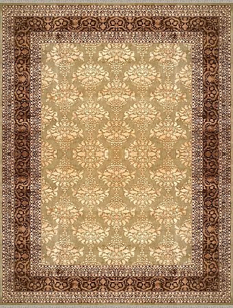Современный Индийский ковер Damask №2230 394x298cm из шерсти и шелка в стиле неоклассика