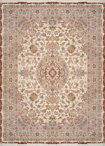 Иранский Tebriz ковер №1908 343x250cm из шелка и шерсти