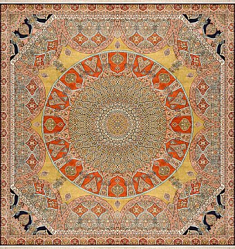 Шелковый Индийский ковер Gombad №1590 254x245cm